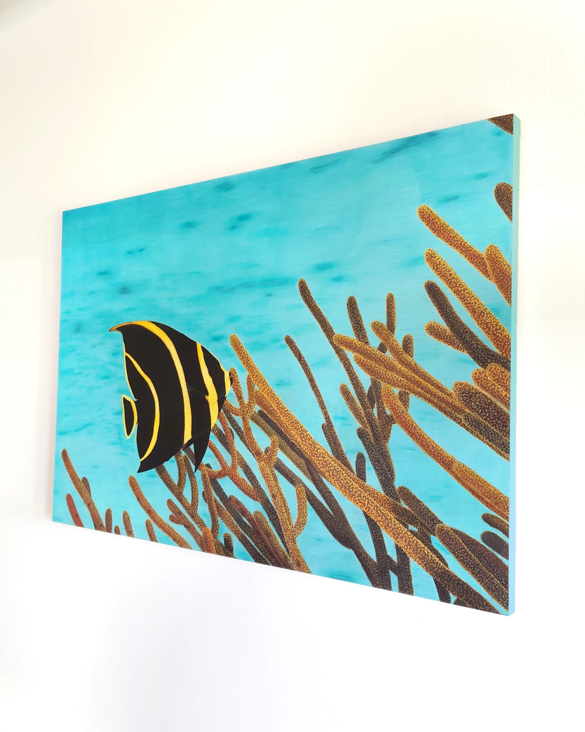 Grande peinture murale tropical et exotique d'un poisson exotique poisson-ange dans l'océan