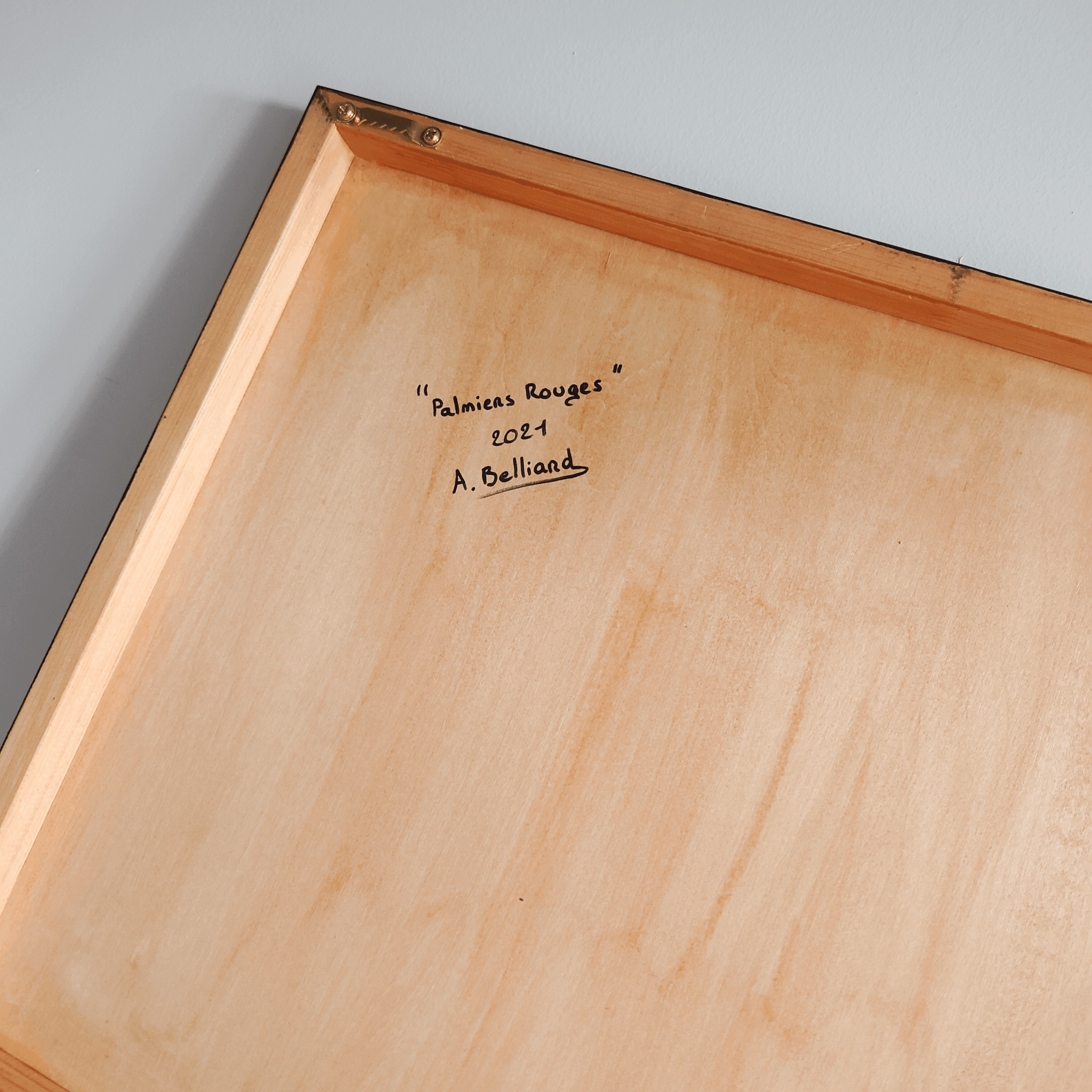 Grande peinture plantes tropicales palmiers rouges 70x50 cm aline belliard