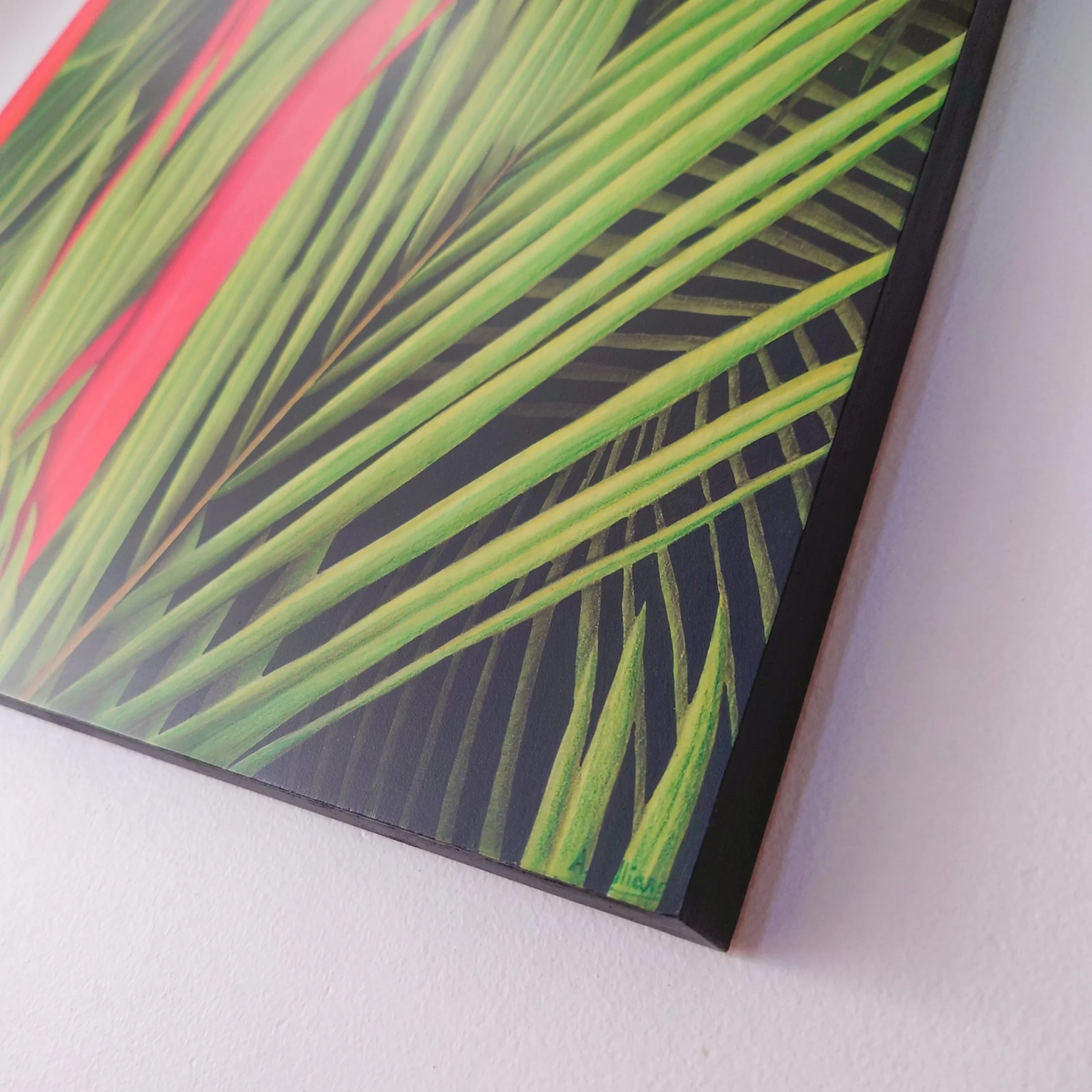 Peinture acrylique et pastels plantes tropicales palmiers par Aline Belliard