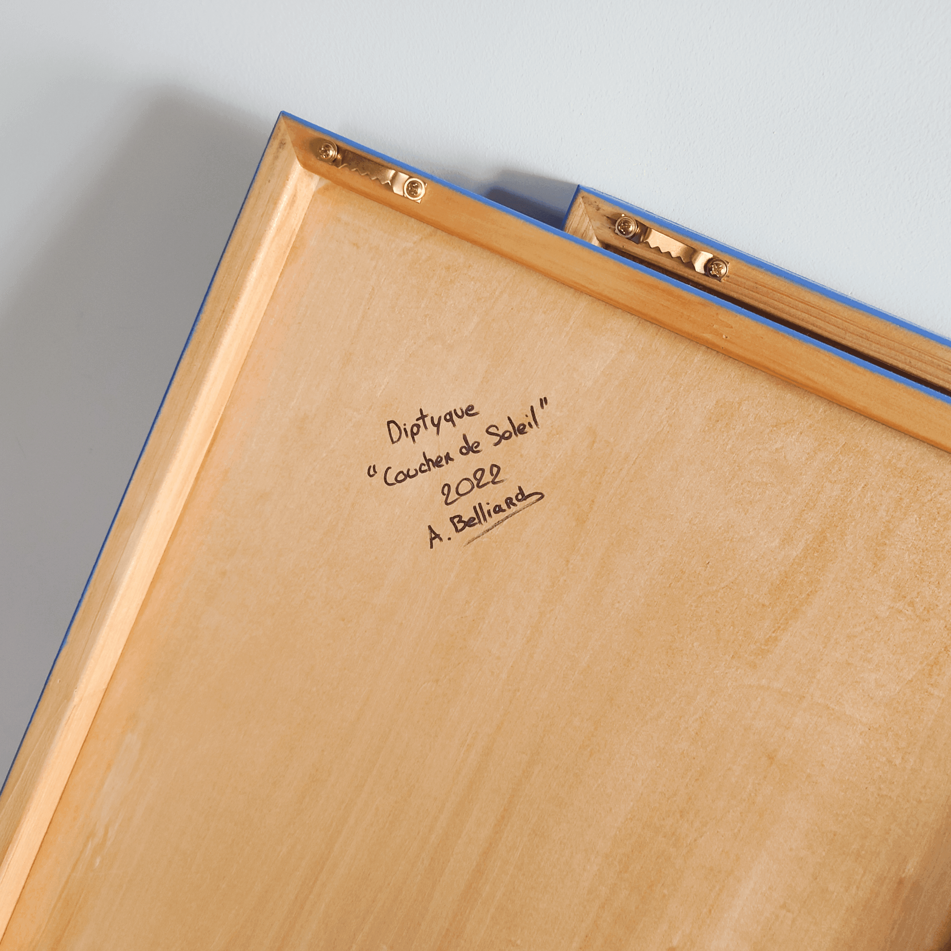 Grand tableau coucher de soleil et palmiers 50x140 cm aline belliard