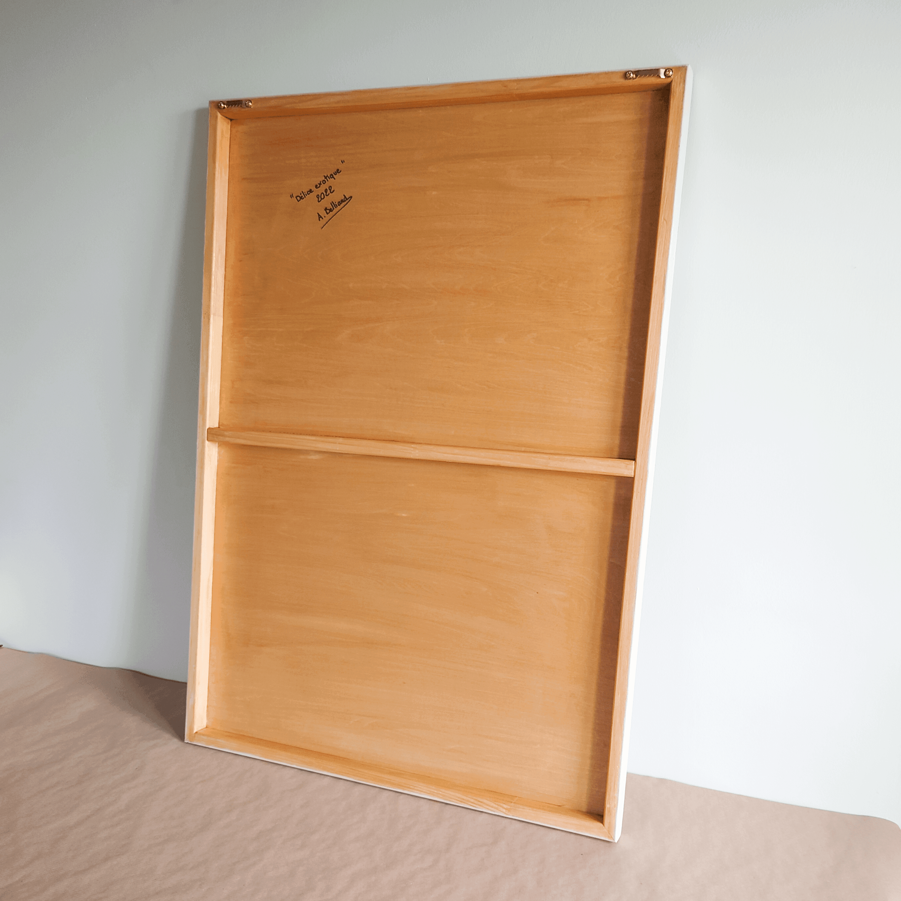 Peinture plage palmier noix de coco délice exotique 50x70 Aline Belliard