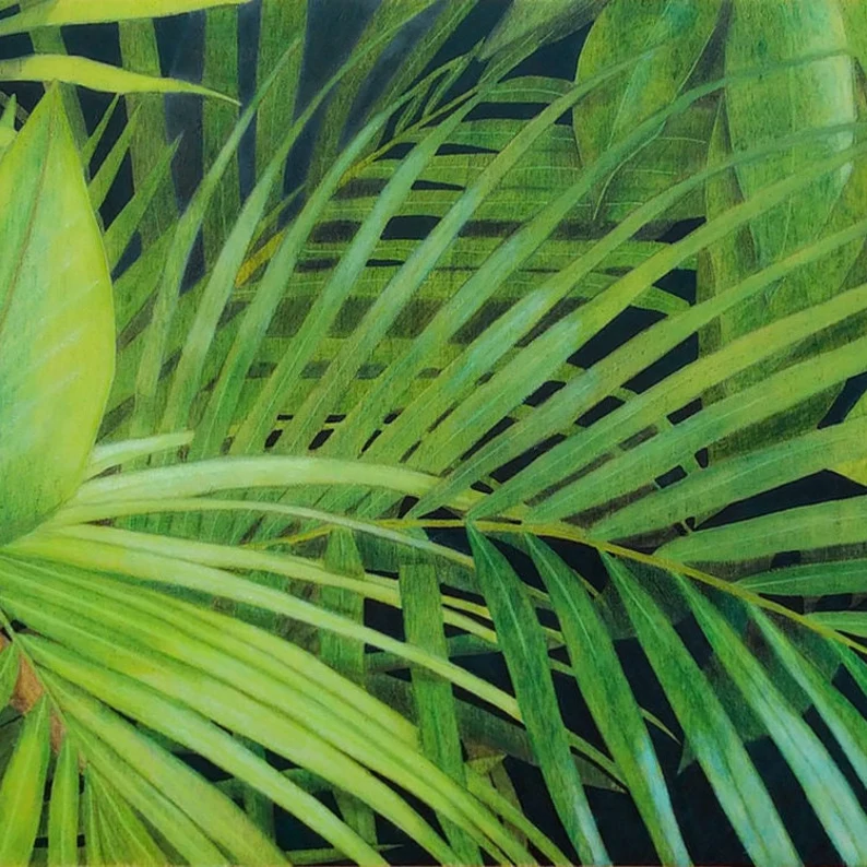 plantes tropicales de l'île maurice peinture acrylique et pastel