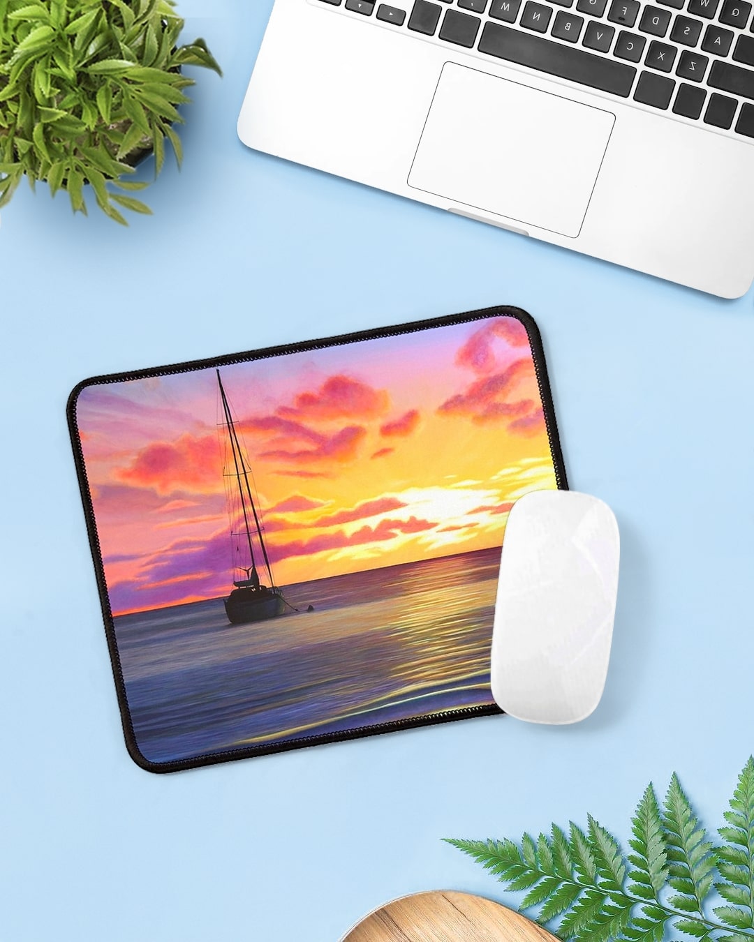 Tapis de souris tropical exotique, Coucher de soleil sur la mer de tahiti