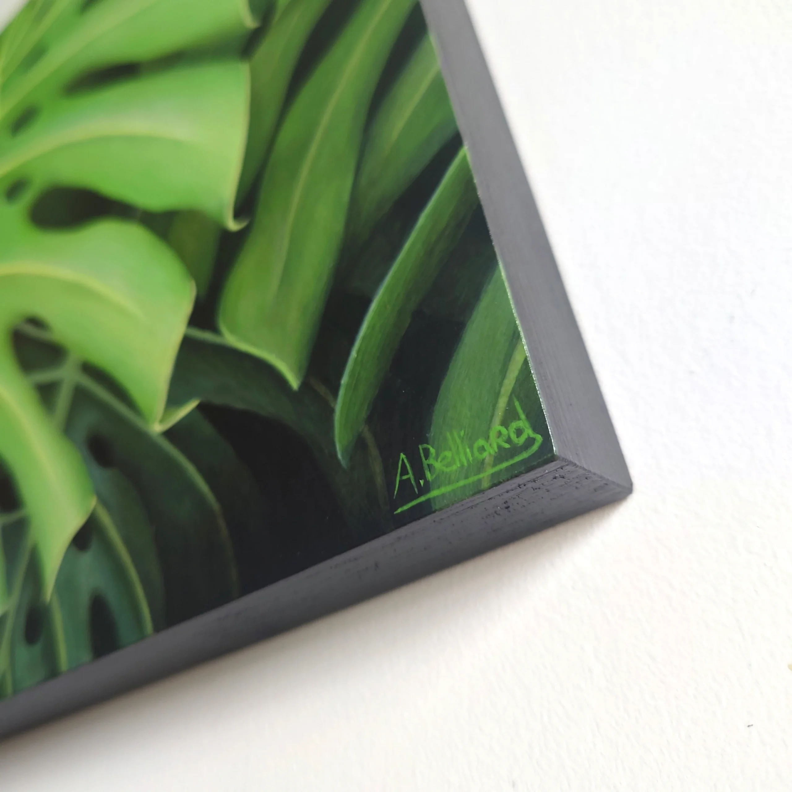 Petit tableau d'art mural tropical et exotique de feuillage de plante monstera deliciosa