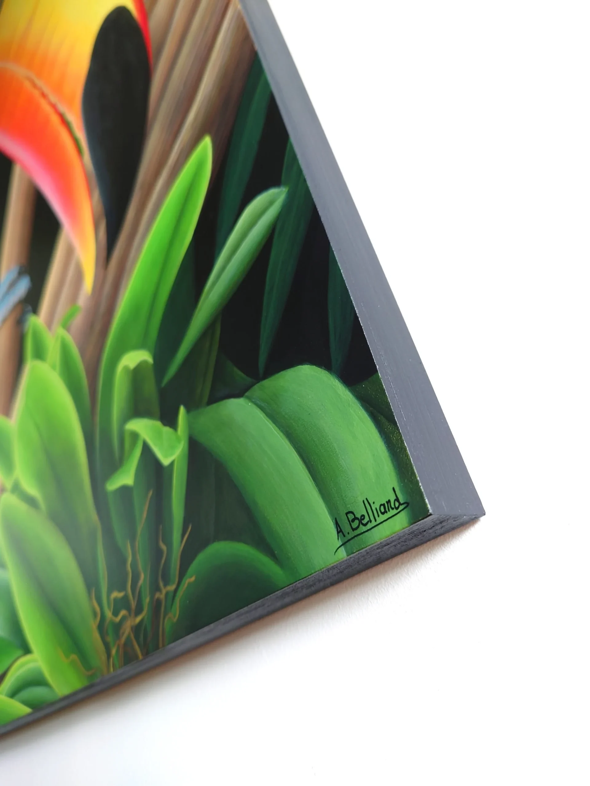 Grand tableau d'art mural tropical et exotique d'un oiseau, toucan toco, dans la jungle