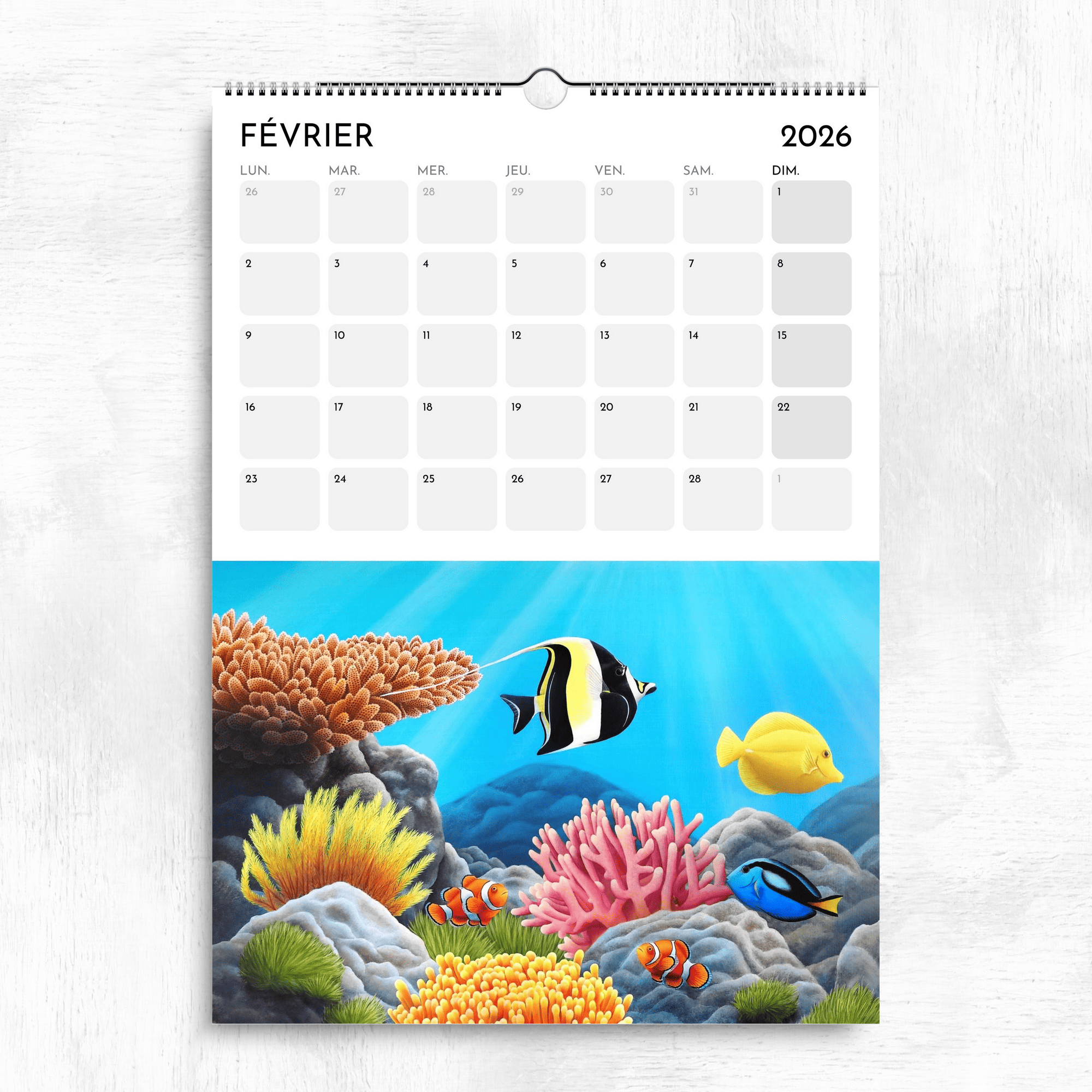 Calendrier océan tropical 2026 - Poisons exotiques dans les récifs colorés de l'océan