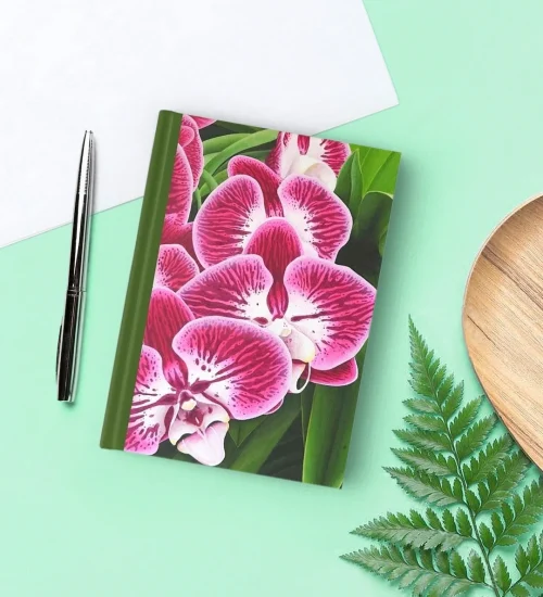 Cahier, carnet, bloc-notes tropical exotique, fleurs d'orchidée roses Élégance tropicale